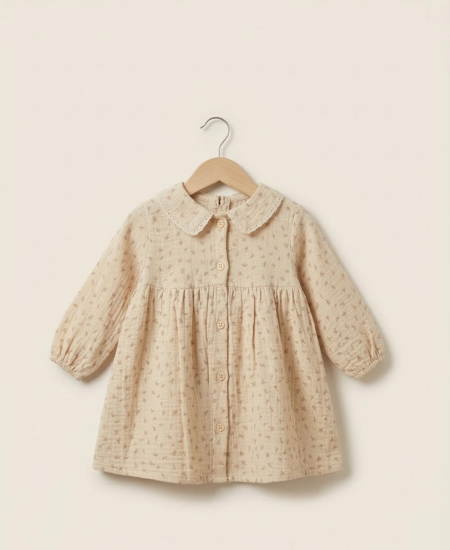 İncila Müslin Düğmeli Elbise