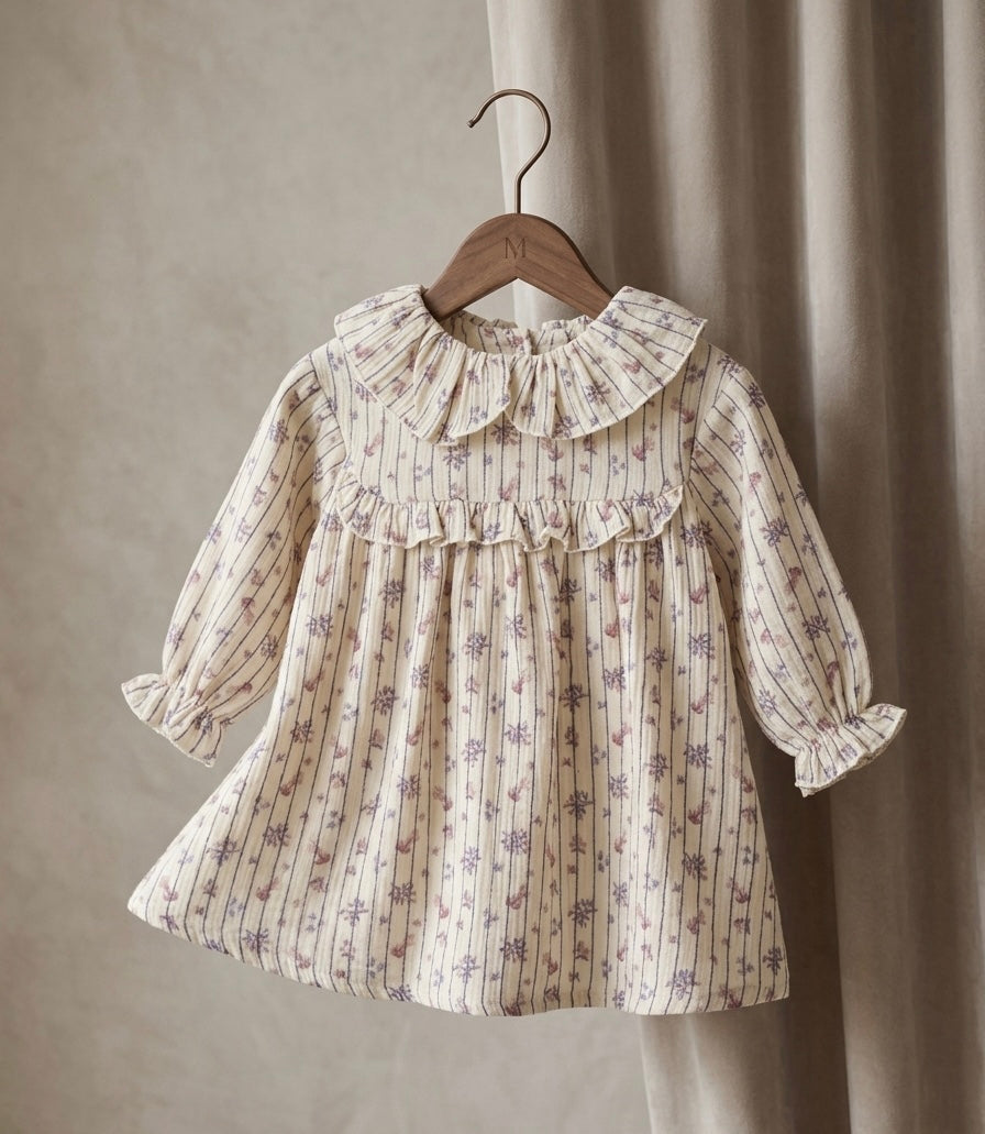 İncila %100 Pamuk Çiçek Detaylı Elbise